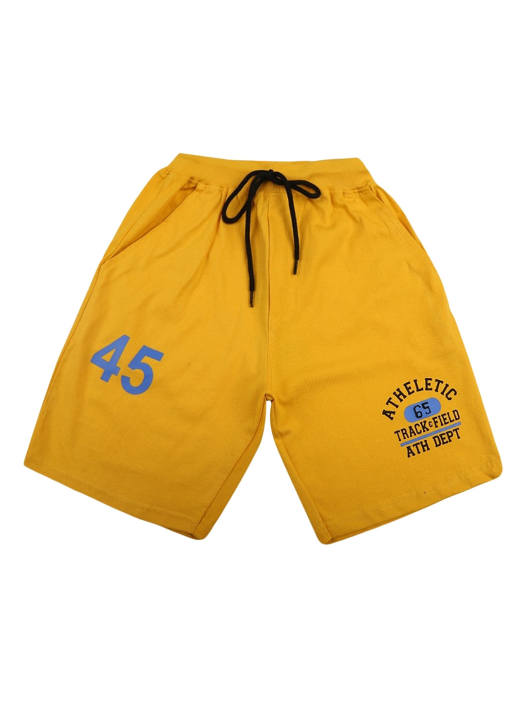 

V-Mart Boys Typography Printed Mid Rise Cotton Shorts, Yellow