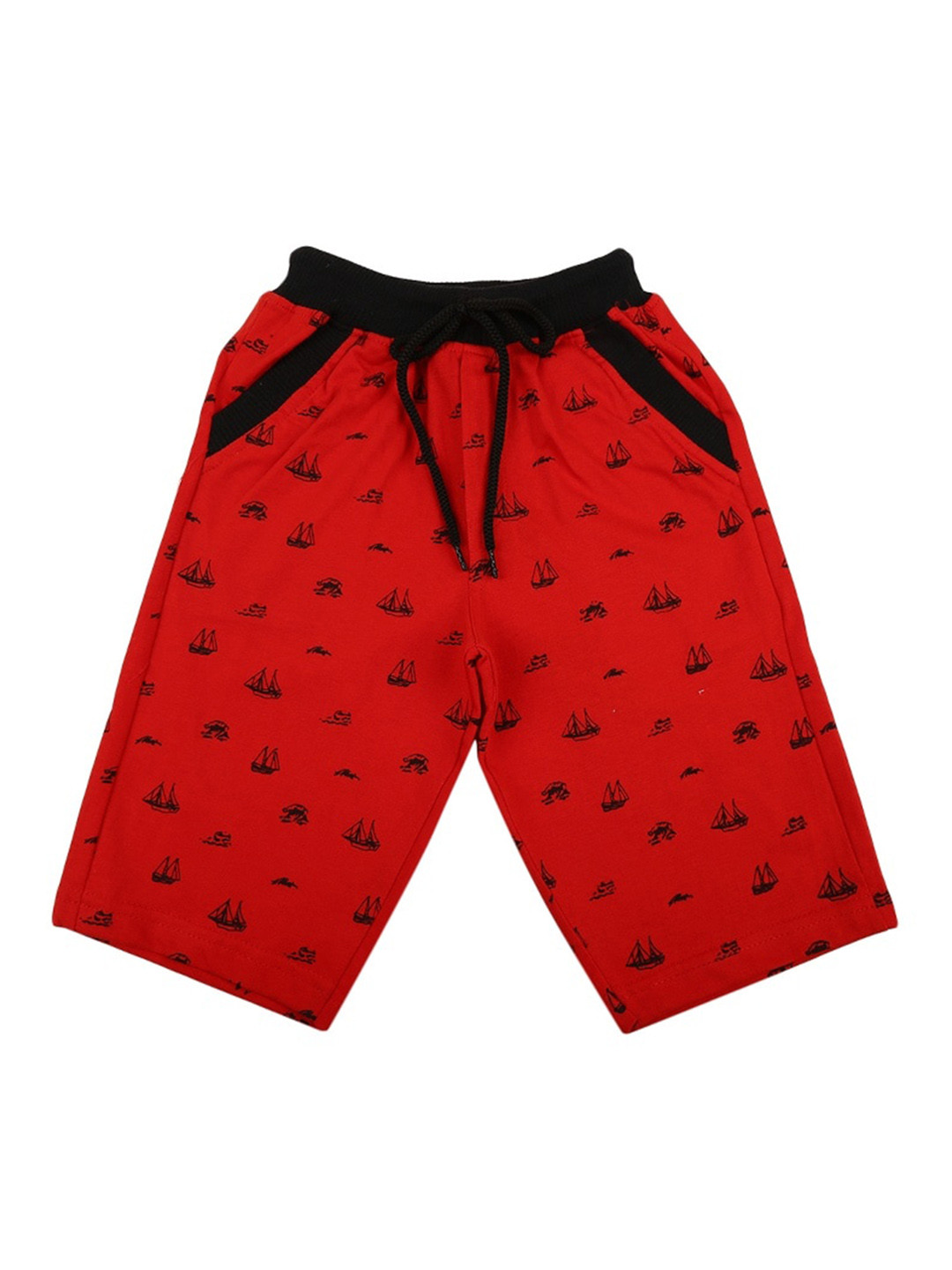 

V-Mart Boys Conversational Printed Mid Rise Cotton Shorts, Red