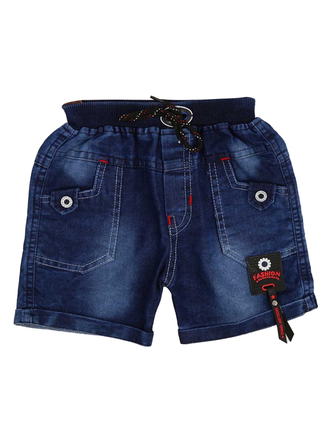 

V-Mart Infants Mid Rise Washed Denim Shorts, Blue