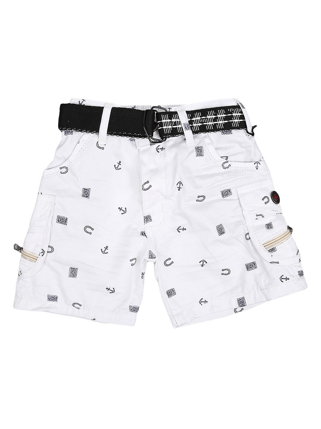

V-Mart Boys Conversational Printed Cargo Shorts, White
