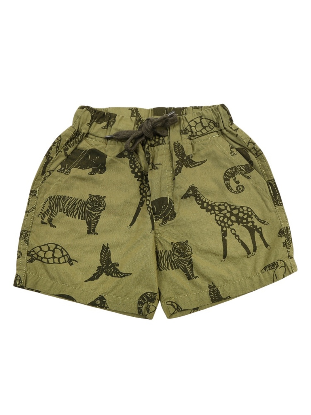 

V-Mart Boys Conversational Printed Cotton Shorts, Green