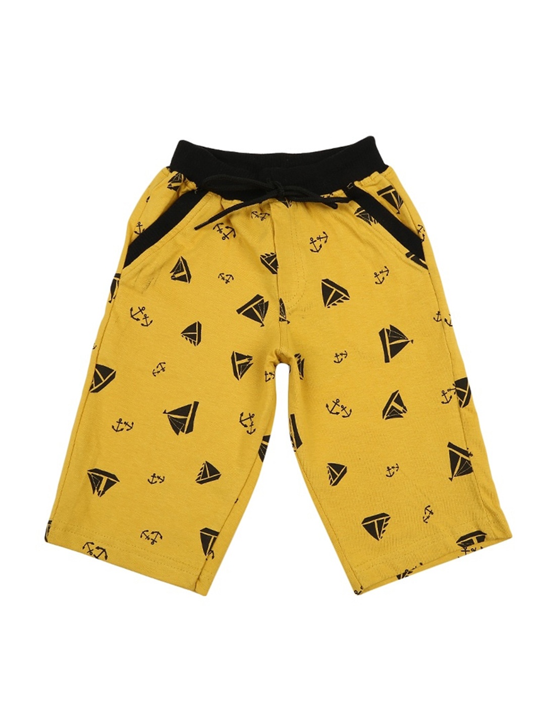 

V-Mart Boys Conversational Printed Cotton Shorts, Yellow