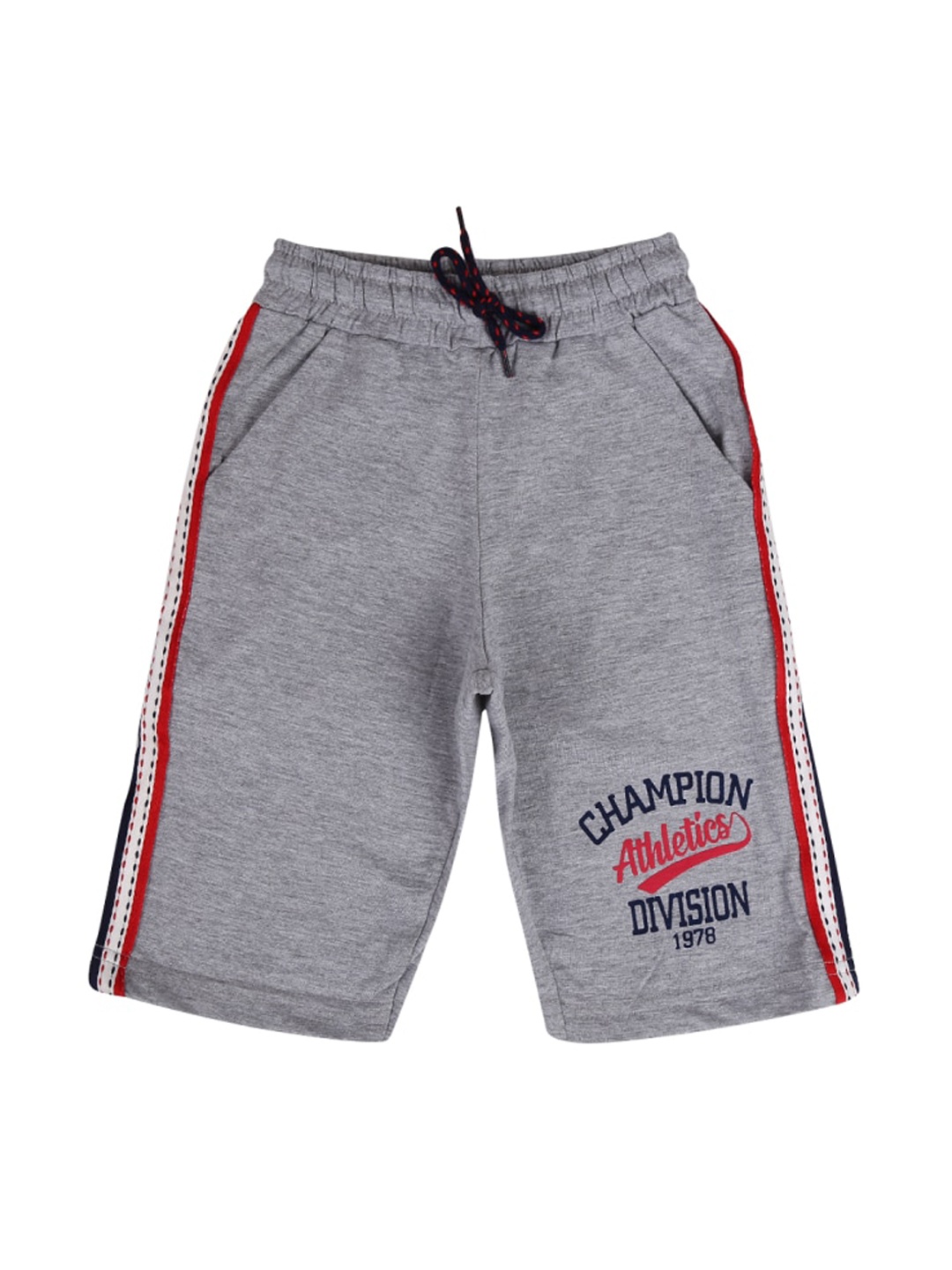 

V-Mart Boys Typography Printed Mid Raise Cotton Shorts, Grey