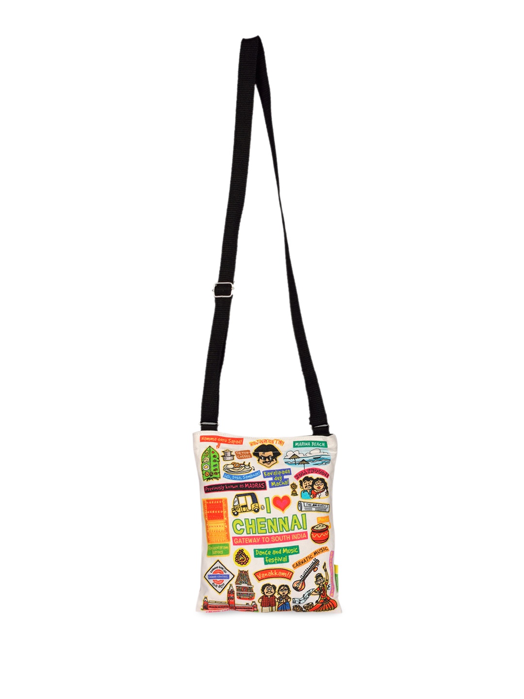 

Eco Corner Printed Cotton Shopper Sling Bag, Off white