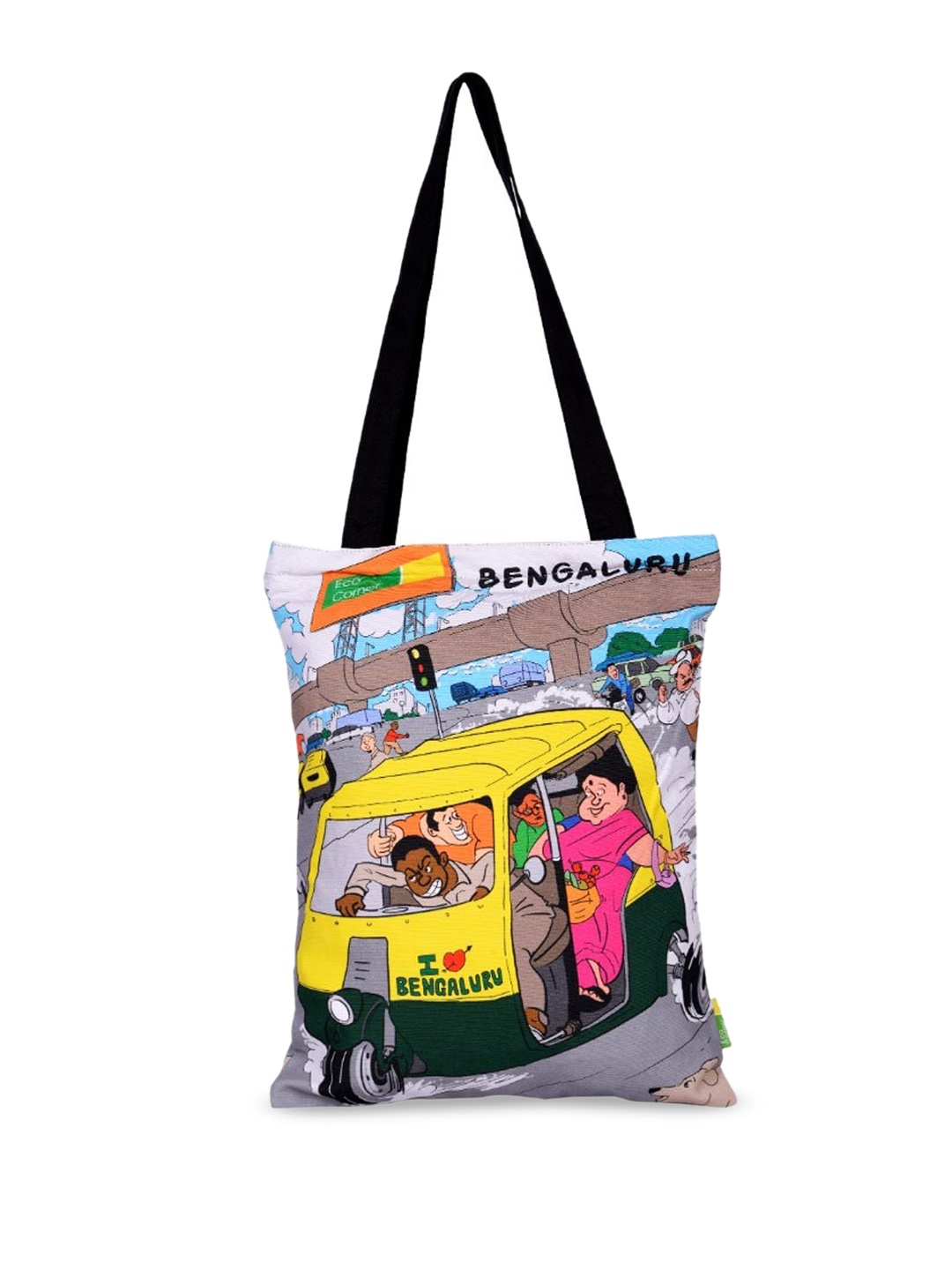 

Eco Corner Namma Bengaluru Auto Printed Cotton Shopper Tote Bag, Yellow