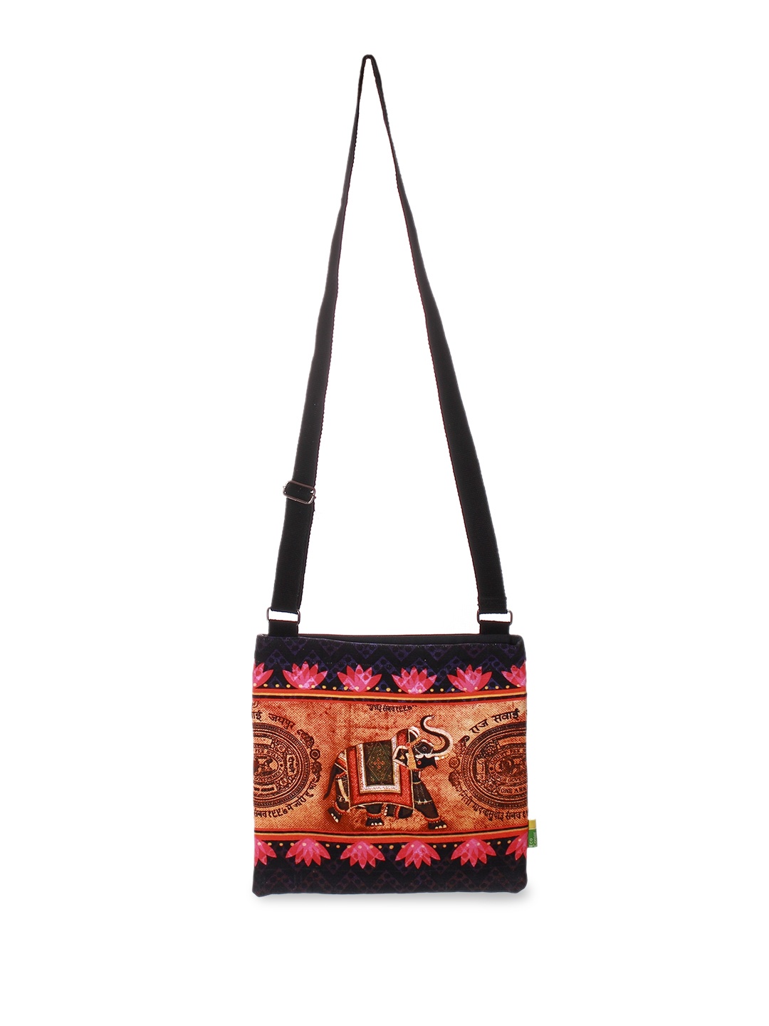 

Eco Corner Indian Elephant Printed Structured Cotton Sling Bag, Maroon
