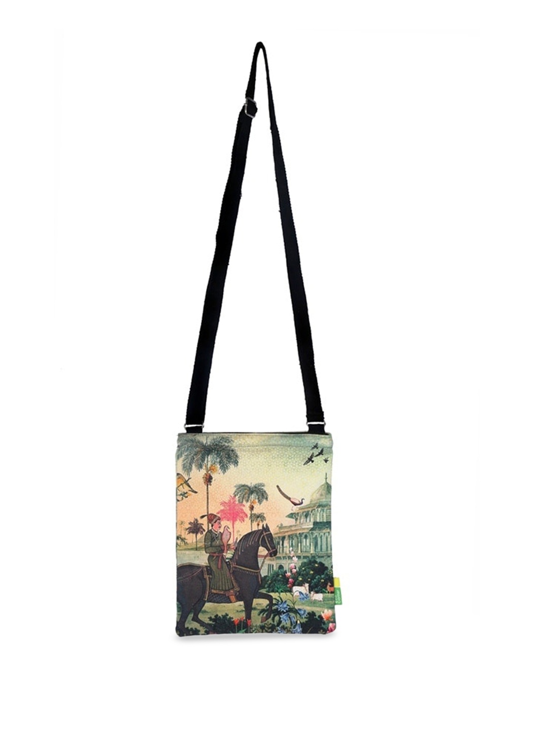 

Eco Corner Printed Cotton Shopper Sling Bag, Green