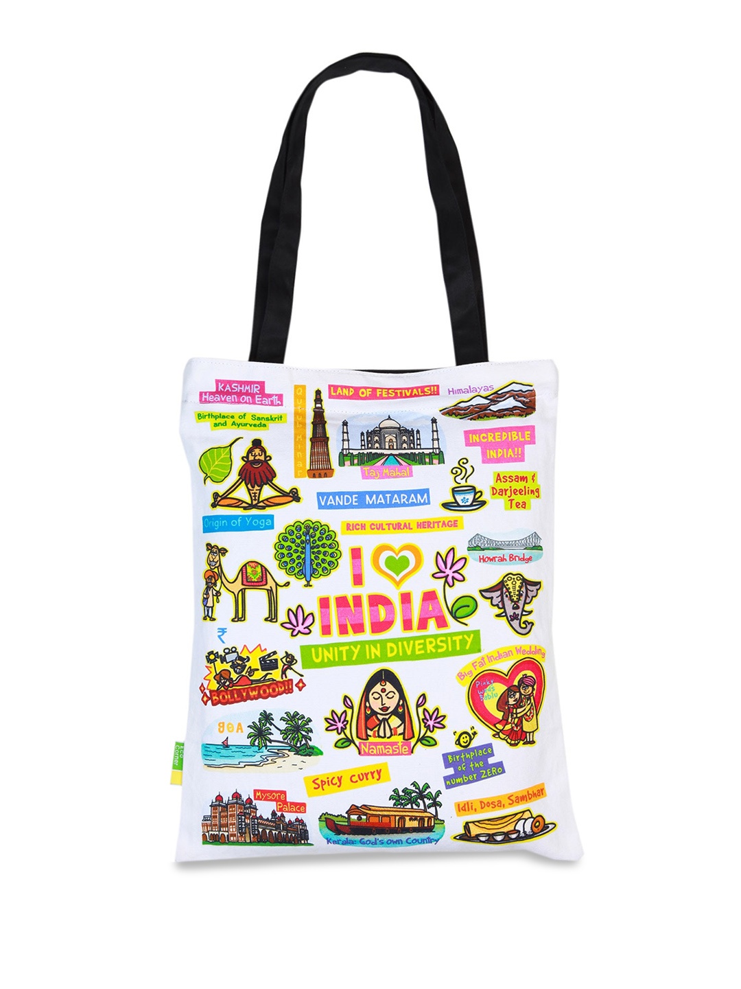 

Eco Corner Printed Cotton Shopper Tote Bag, White