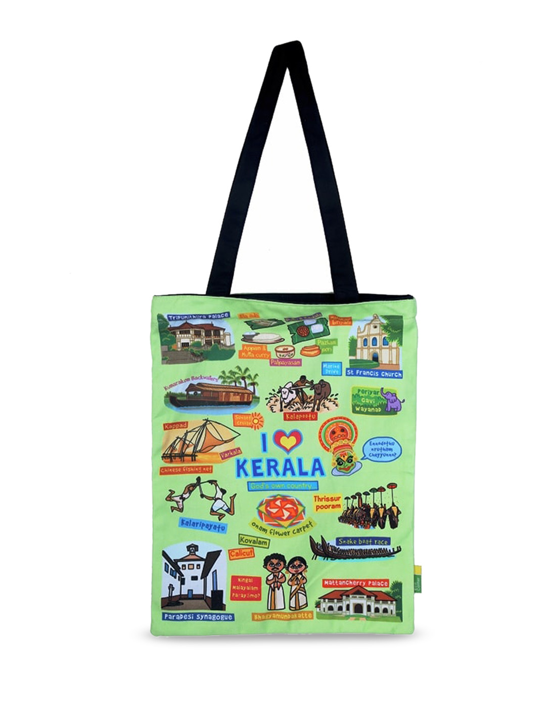 

Eco Corner Graphic Printed Shopper Cotton Tote Bag, Green