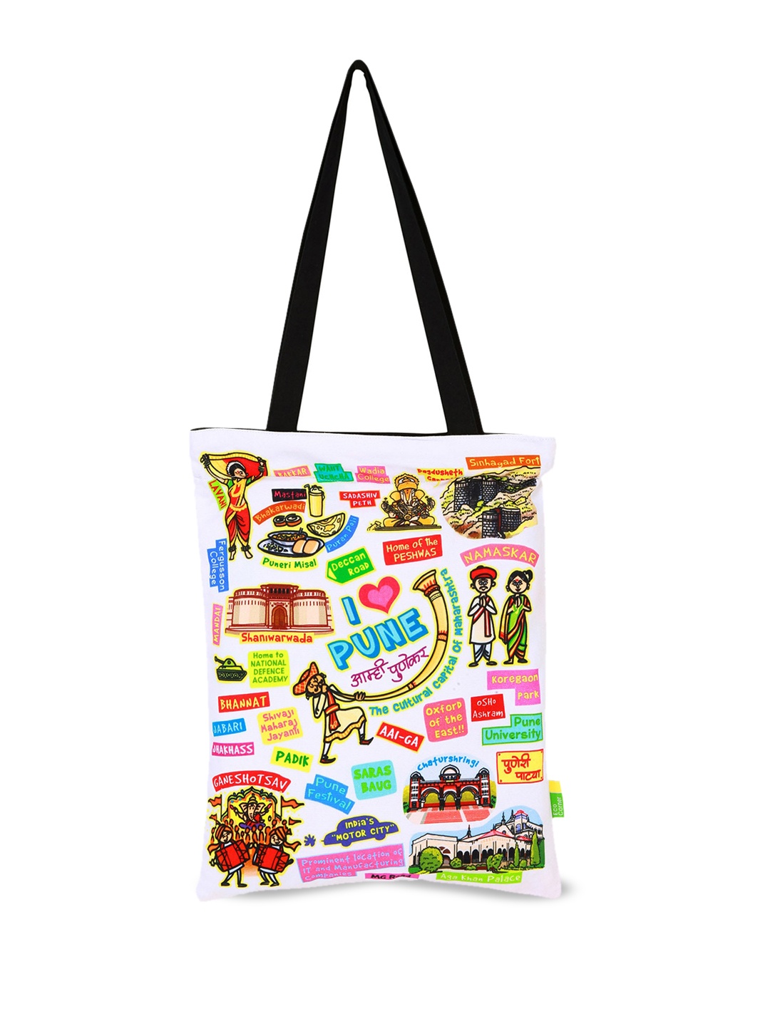 

Eco Corner Graphic Printed Shopper Tote Bag, White