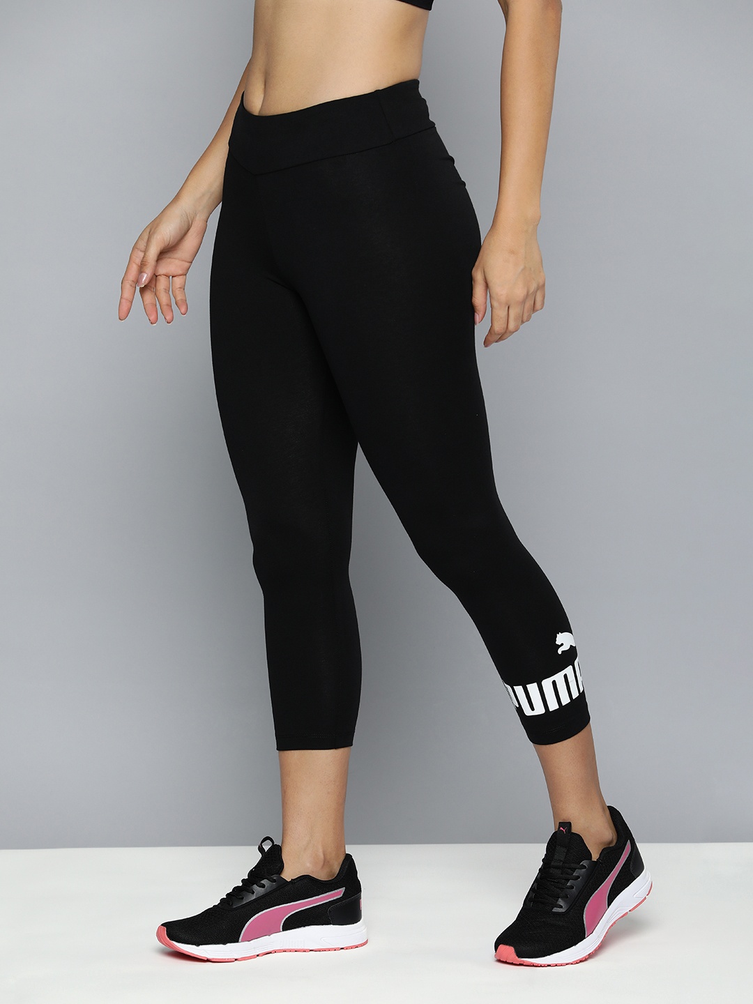 

Puma Women Mid-Rise Ess 3/4 Logo Tights, Black
