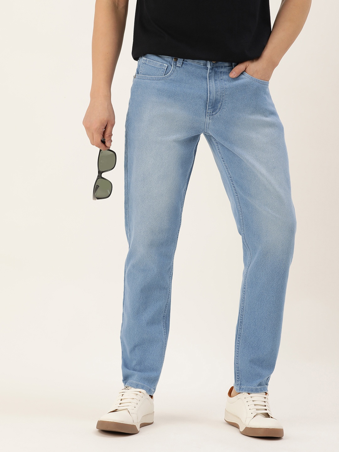 

Mast & Harbour Men Smart Slim Fit Light Fade Stretchable Jeans, Blue