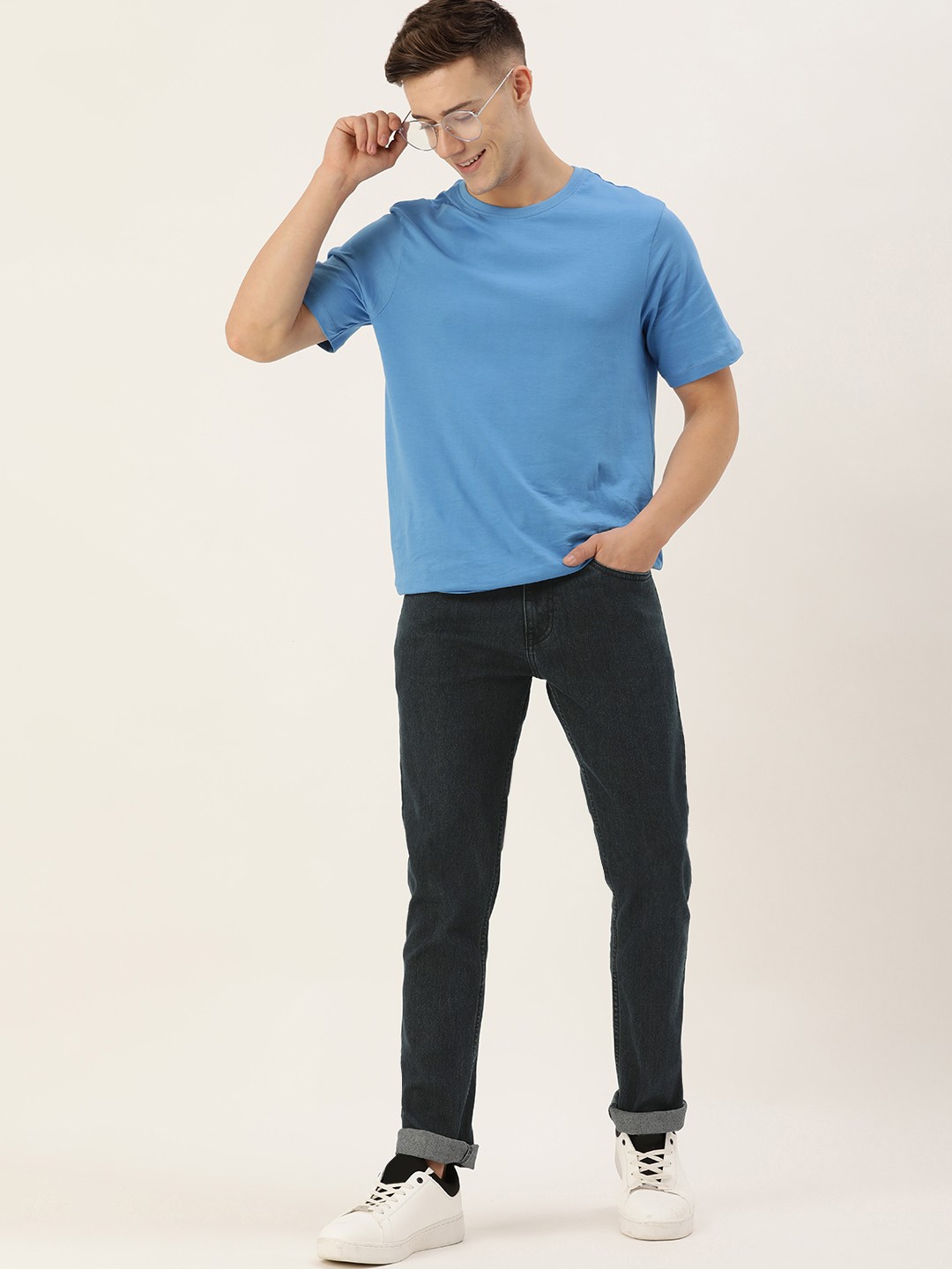 

Mast & Harbour Men Smart Regular Fit Light Fade Stretchable Jeans, Blue