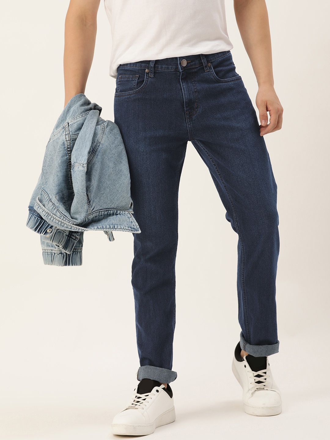 

Mast & Harbour Men Smart Light Fade Stretchable Jeans, Navy blue