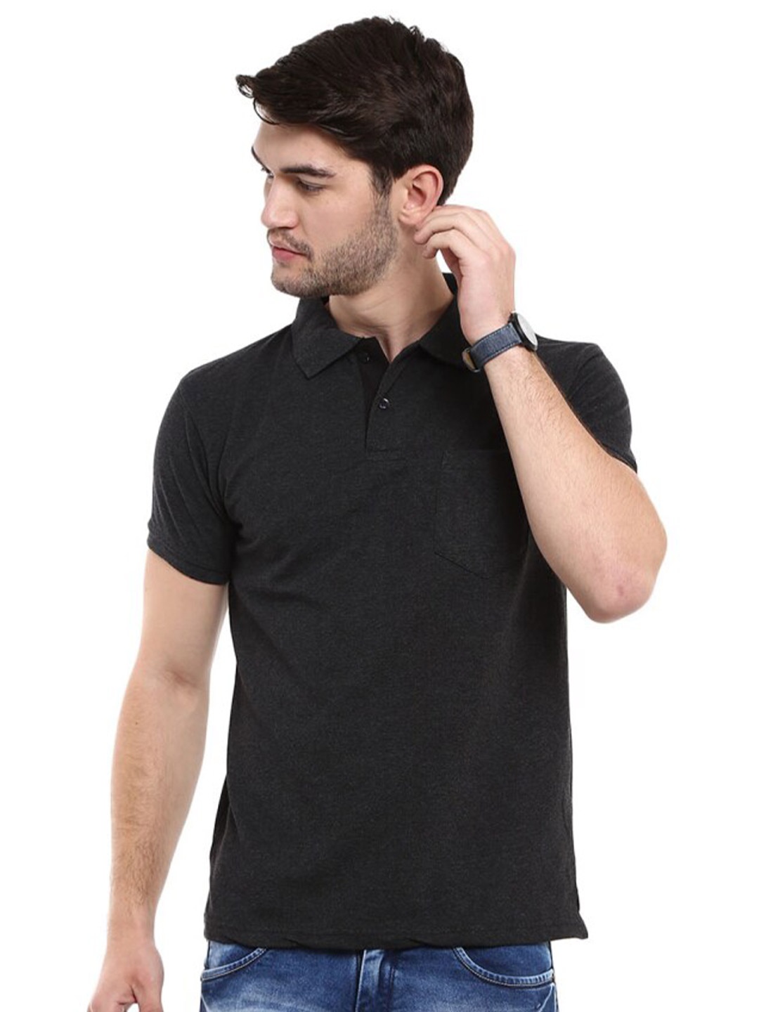 

V-Mart Polo Collar Short Sleeves T-shirt, Black