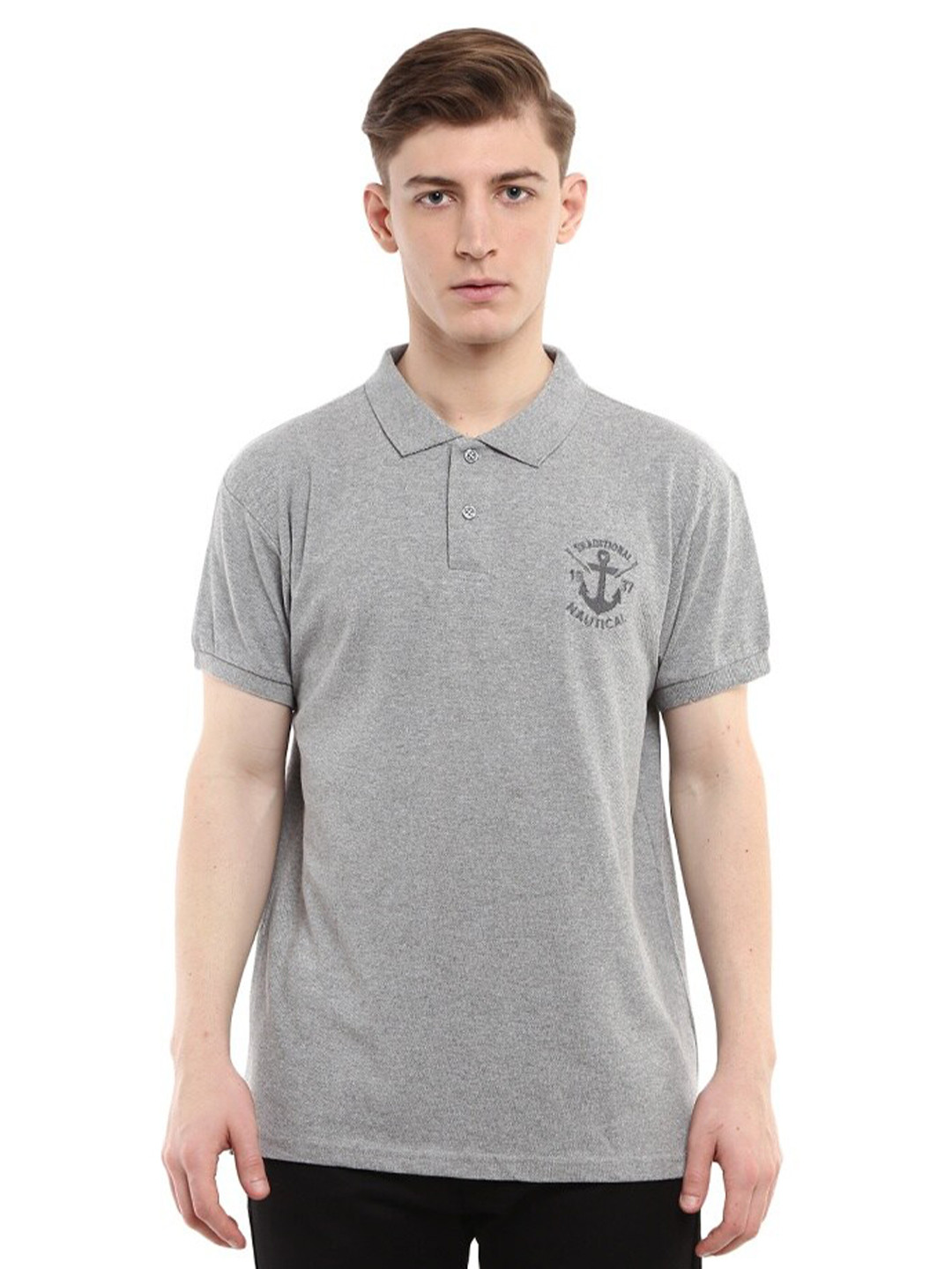 

V-Mart Polo Collar Regular Fit Cotton Casual T-shirt, Grey