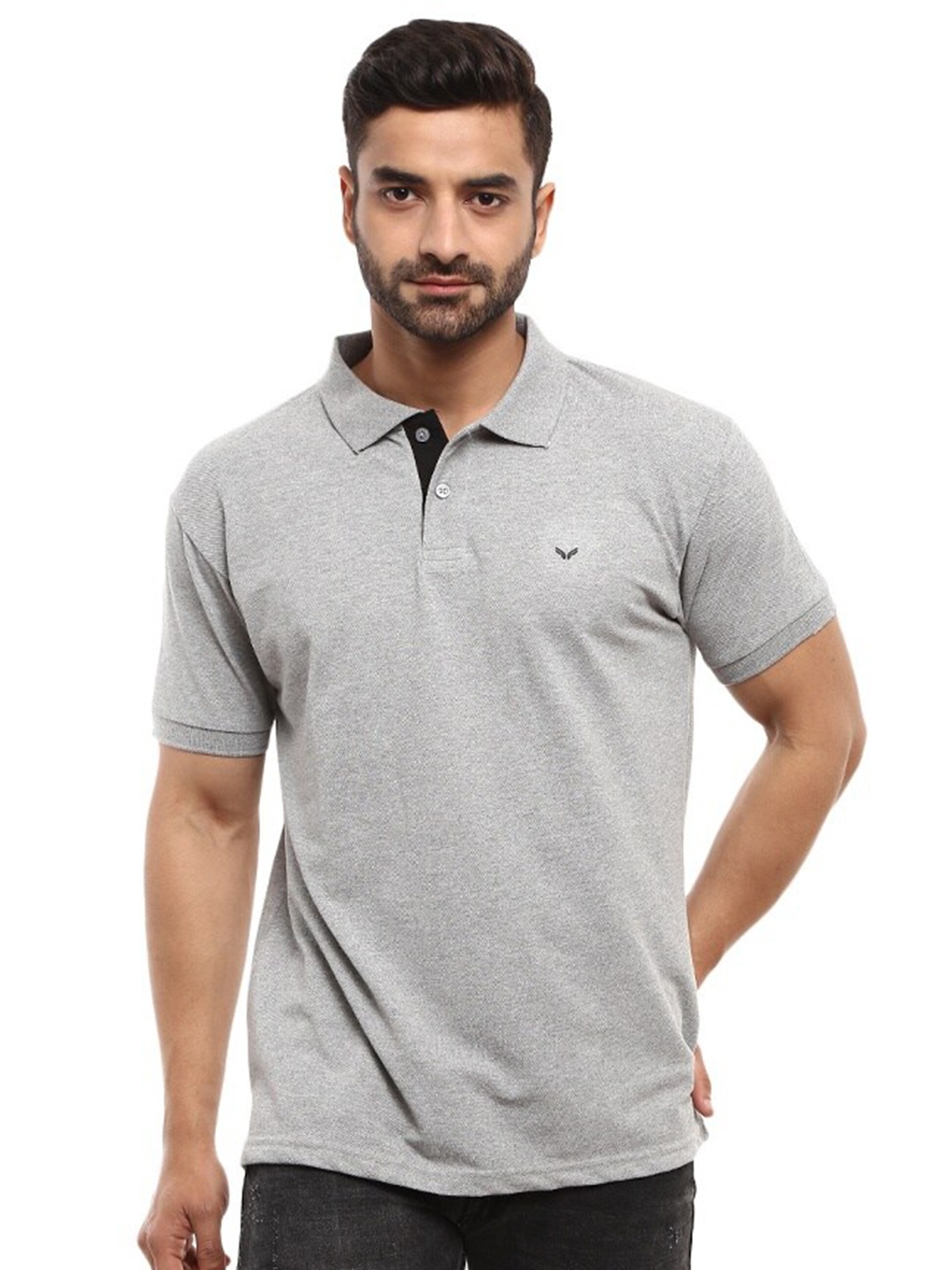

V-Mart Regular Fit Polo Collar T-shirt, Grey