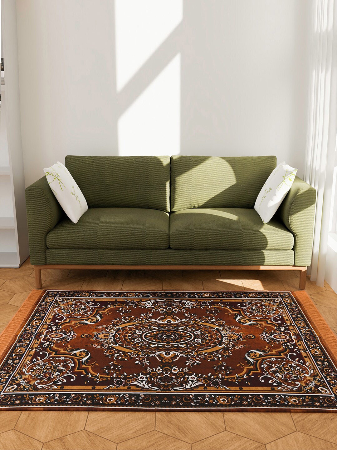 

Kuber Industries Brown Printed Velvet Anti-Slip Carpet
