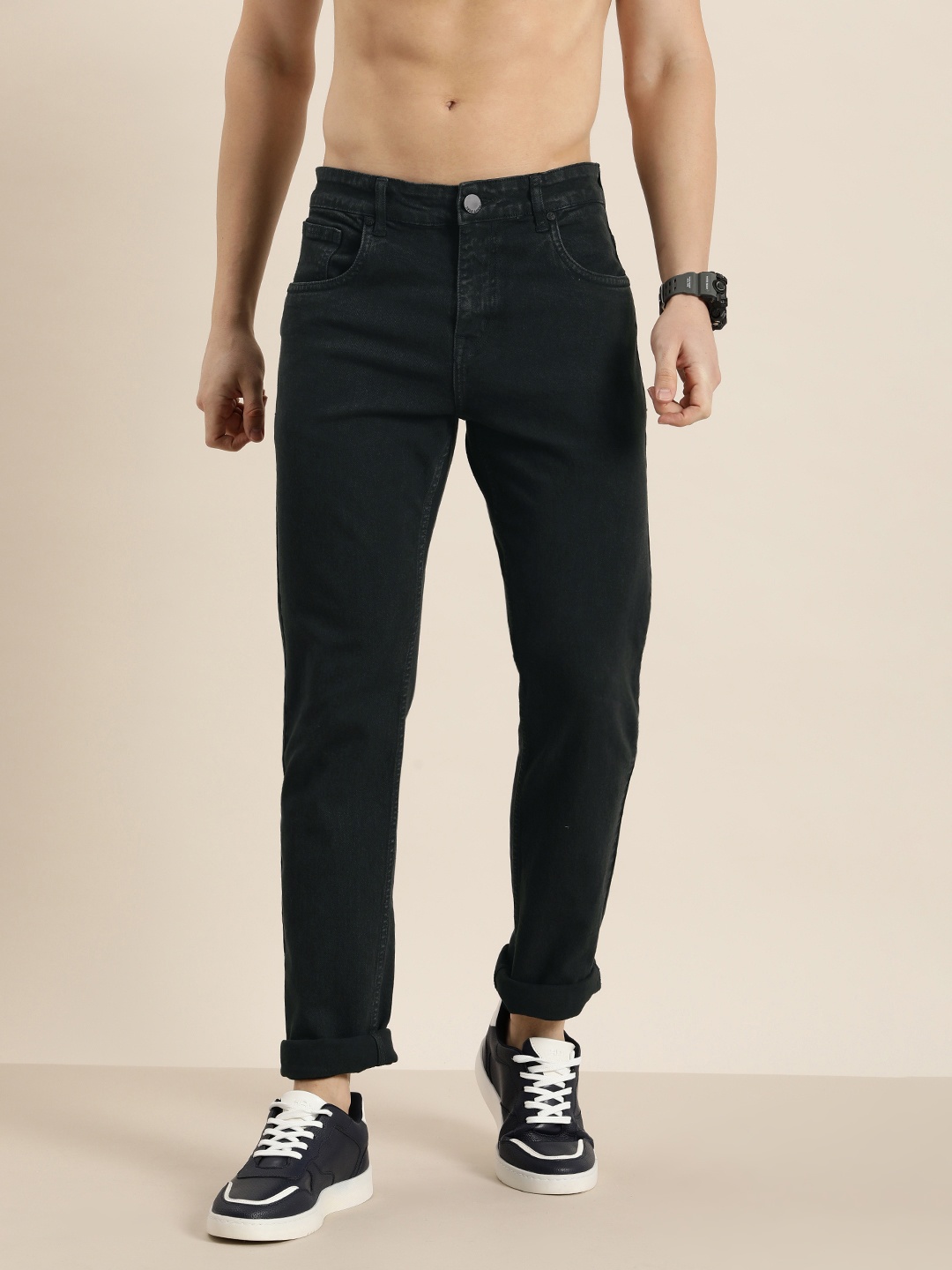 

HERE&NOW Men Smart Stretchable Jeans, Charcoal