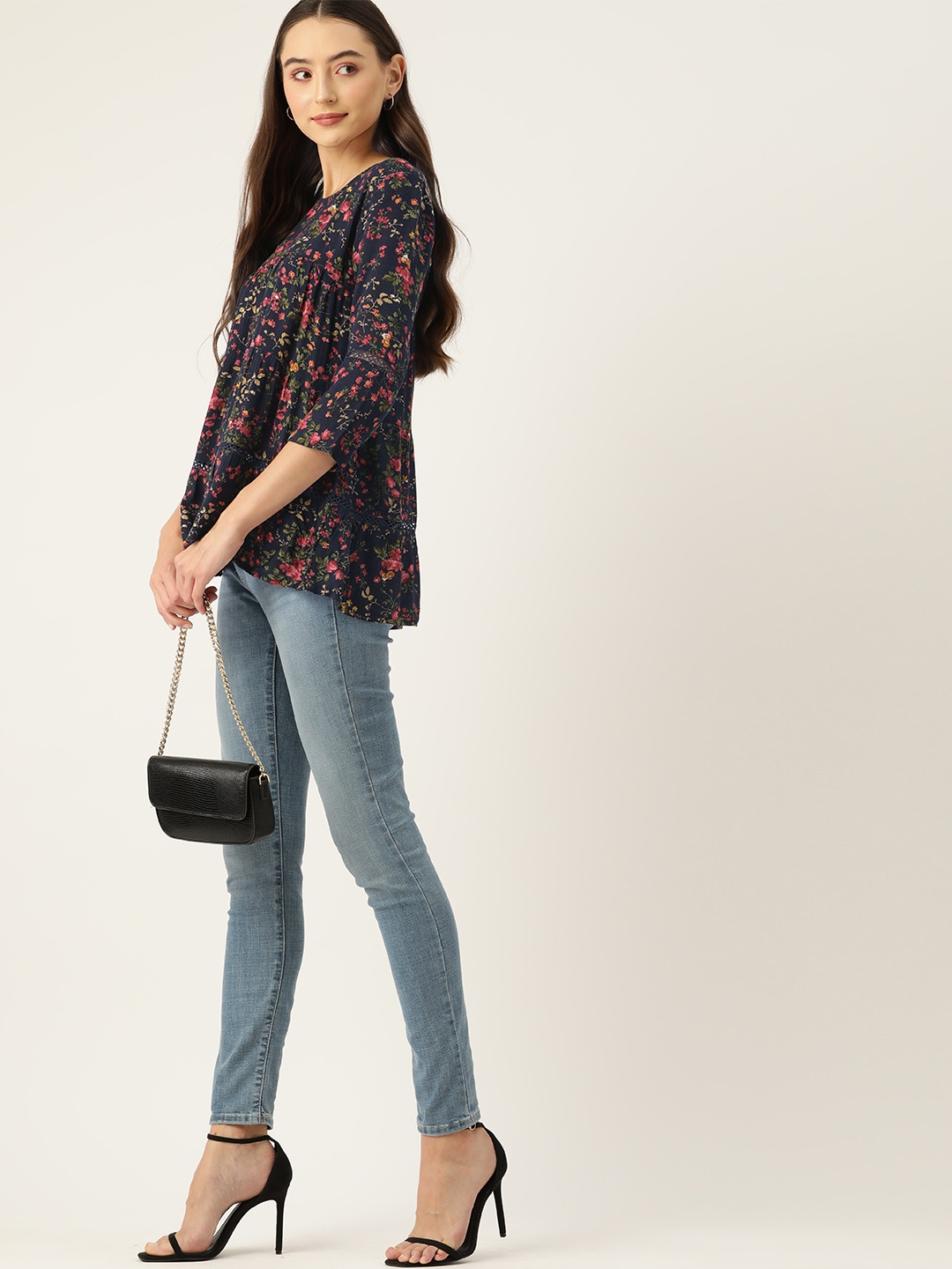 

DressBerry Floral Print Top, Navy blue