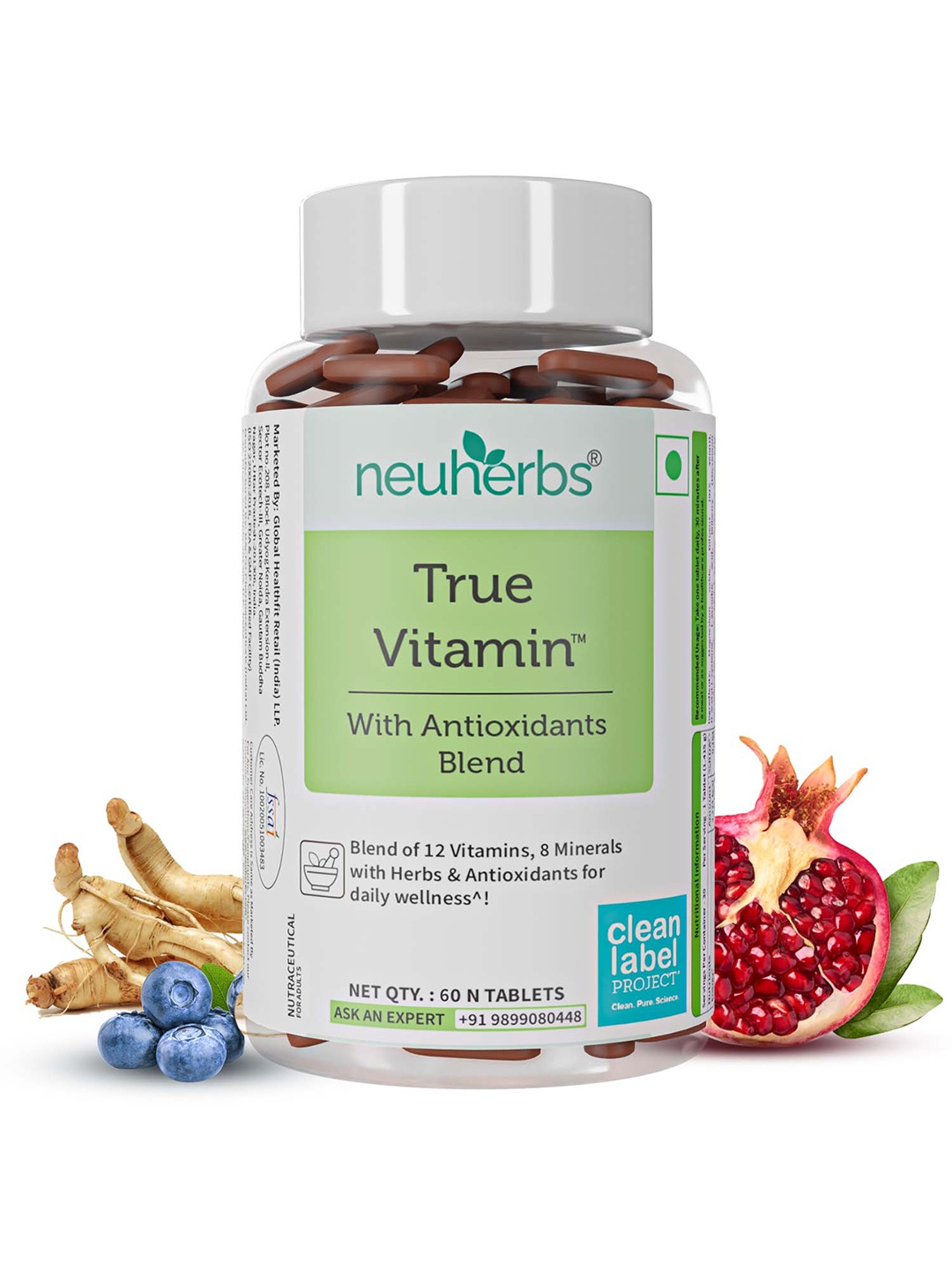 

Neuherbs True Vitamin Tablets with Antioxidant Blend - 60 Tablets, Brown