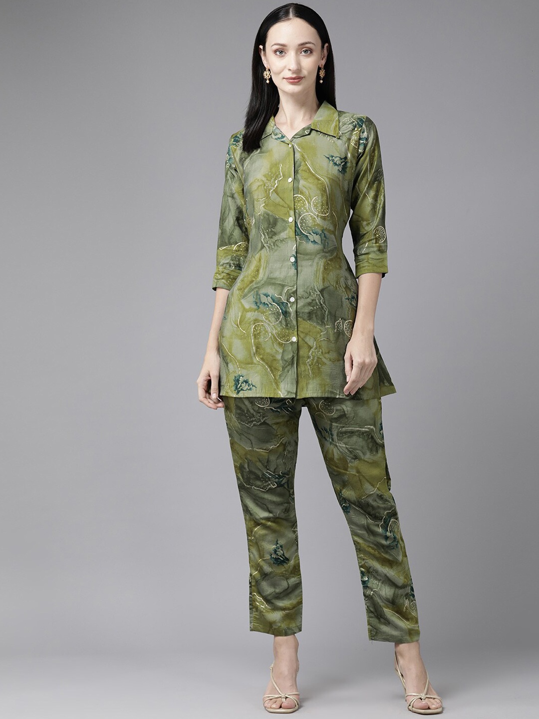 

BAESD Printed Pure Cotton Shirt With Trouser, Green