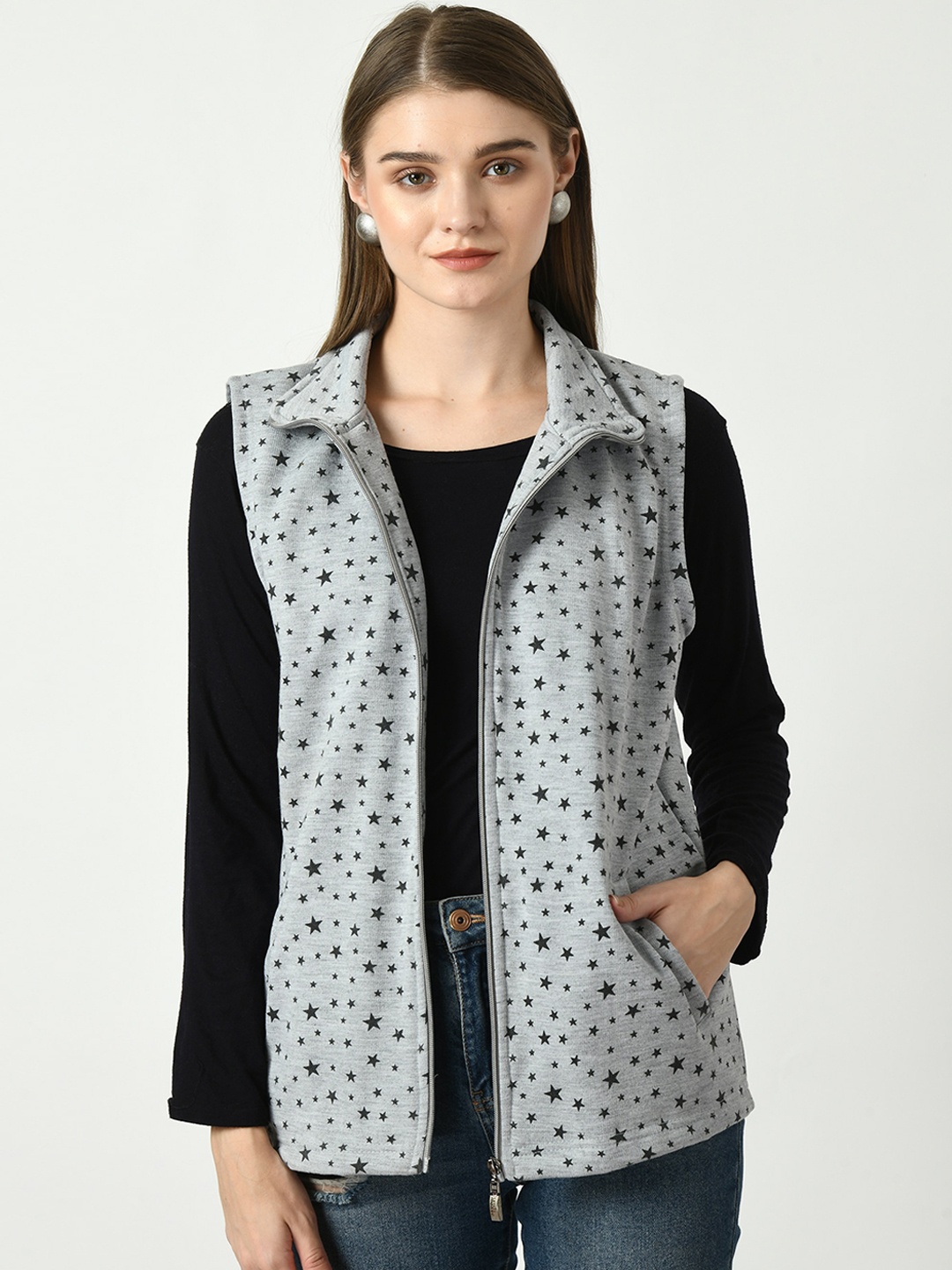 

BAESD Printed Lightweight Open Front Jacket, Grey