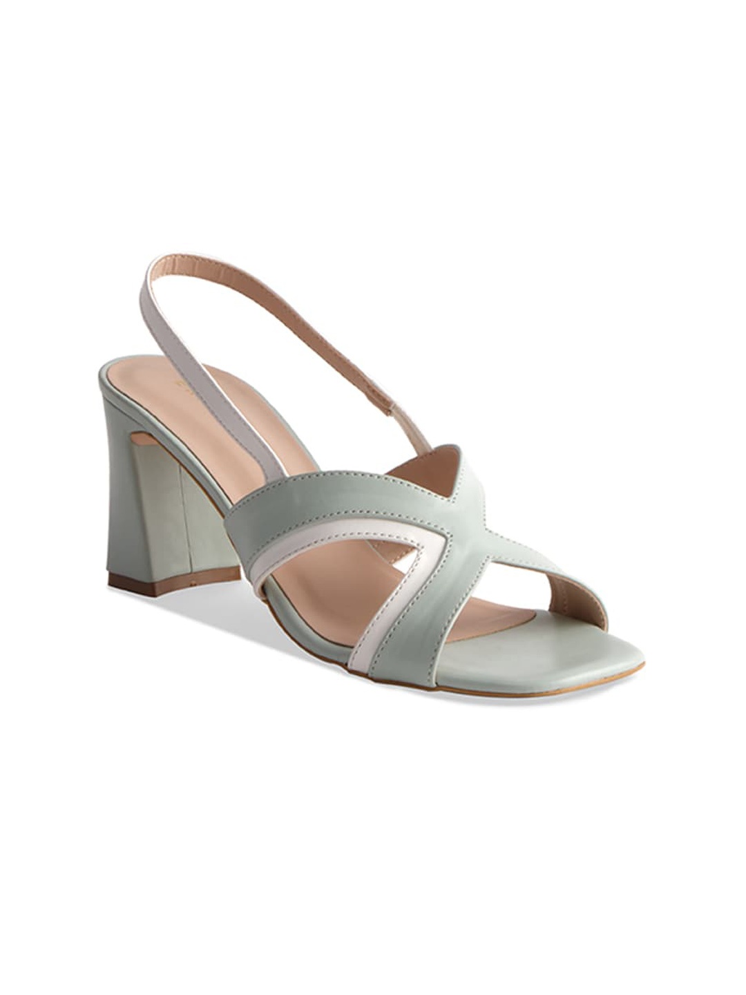 

ERIDANI Open Toe Block Heels, Sea green