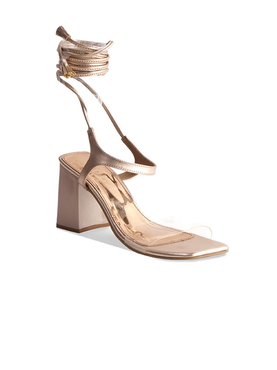 

ERIDANI Open Toe Block Heel Gladiators, Rose gold