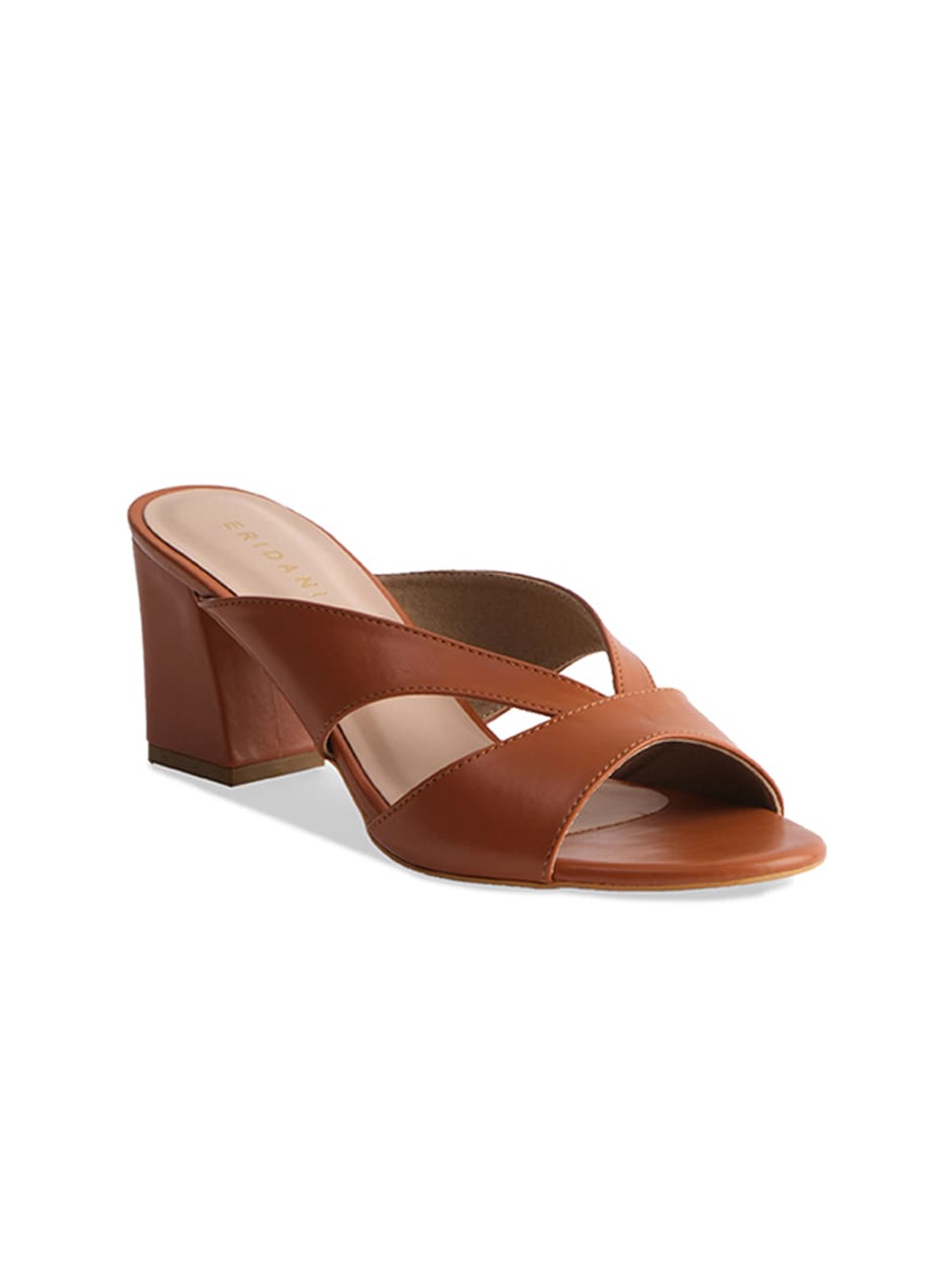 

ERIDANI Open Toe Block Heels, Tan