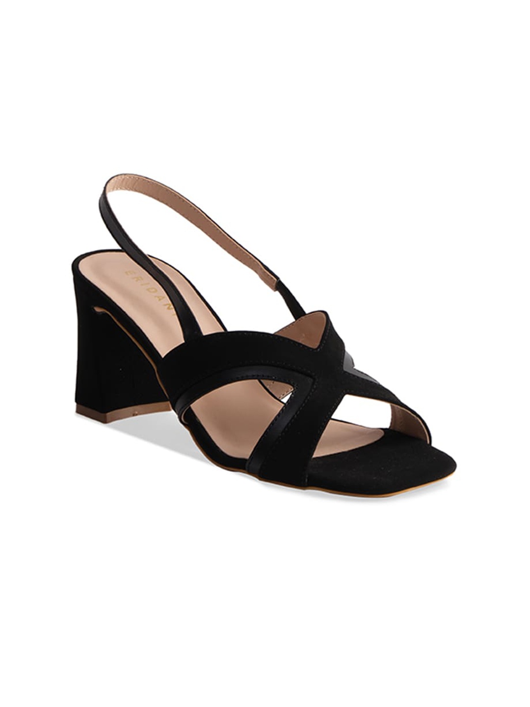 

ERIDANI Bruna Open Toe Block Heels With Backstrap, Black