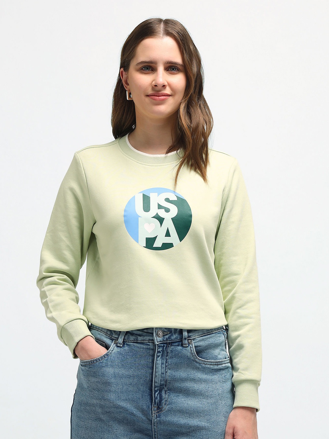

U.S. Polo Assn. Women Typography Printed Pullover, Green