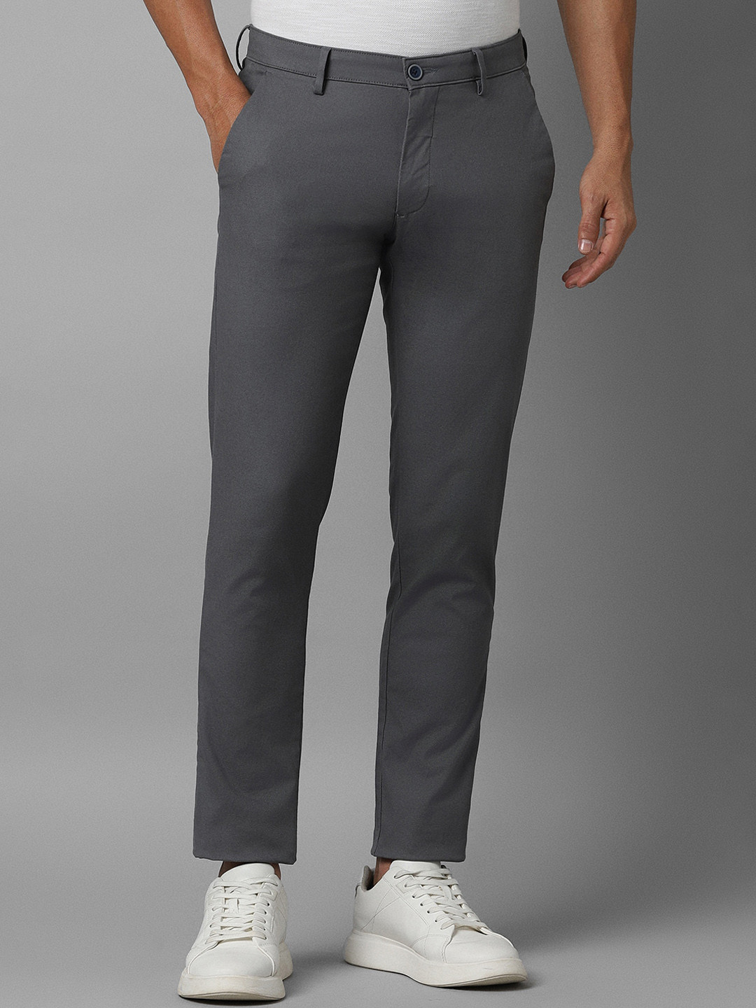 

Louis Philippe Sport Men Grey Textured Slim Fit Cotton Regular Trousers