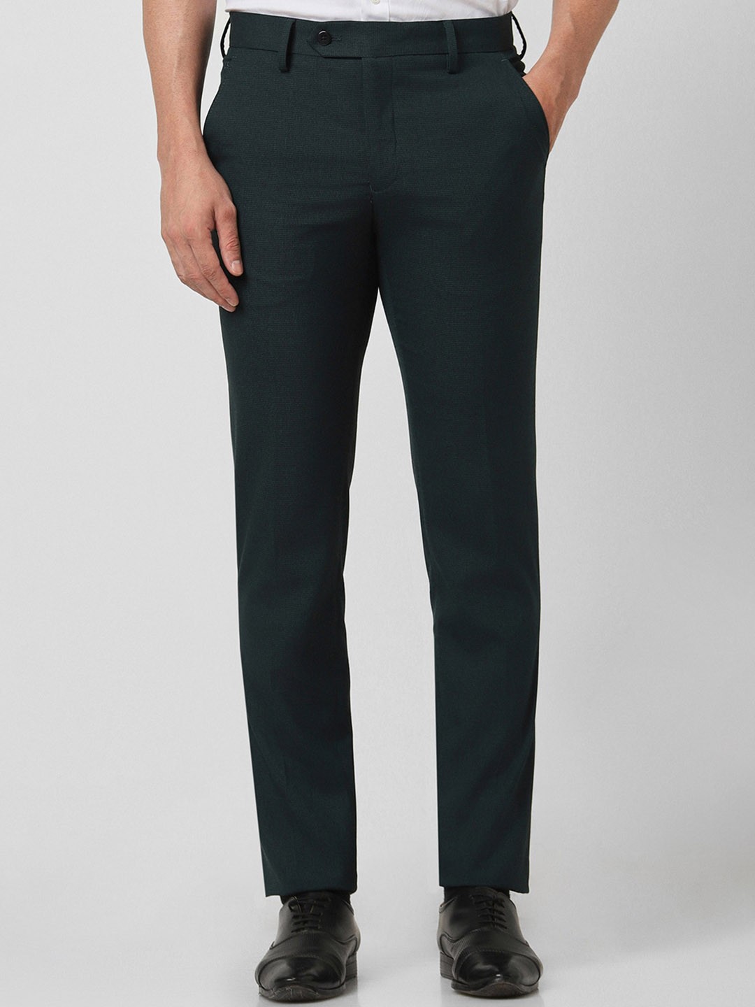 

Peter England Men Slim Fit Formal Trousers, Black