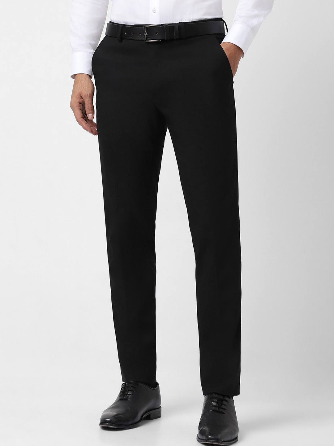 

Van Heusen Men Mid-Raise Flat Front Slim Fit Formal Trousers, Black