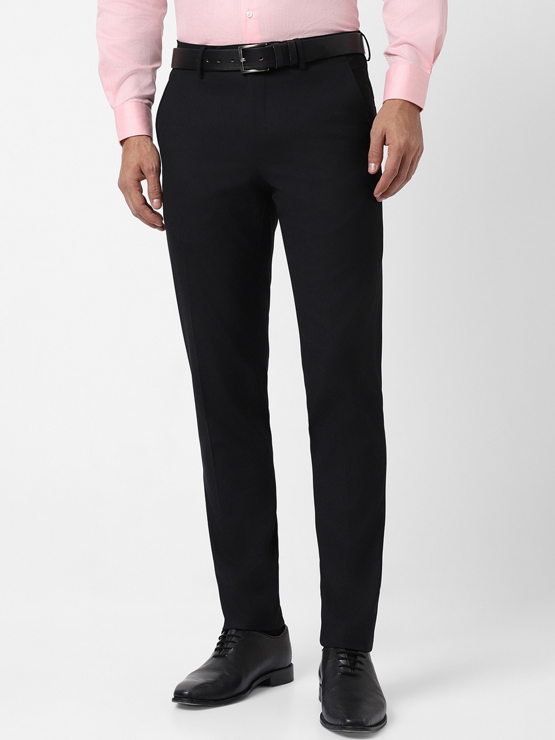 

Van Heusen Men Mid-Raise Flat Front Slim Fit Formal Trousers, Black