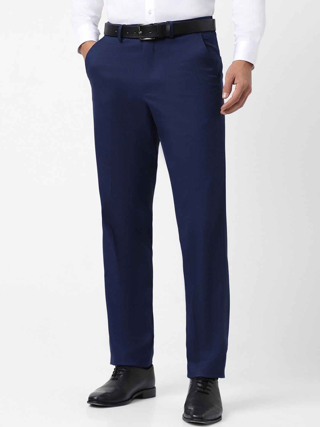 

Van Heusen Men Mid-Raise Flat Front Regular Fit Formal Trousers, Navy blue