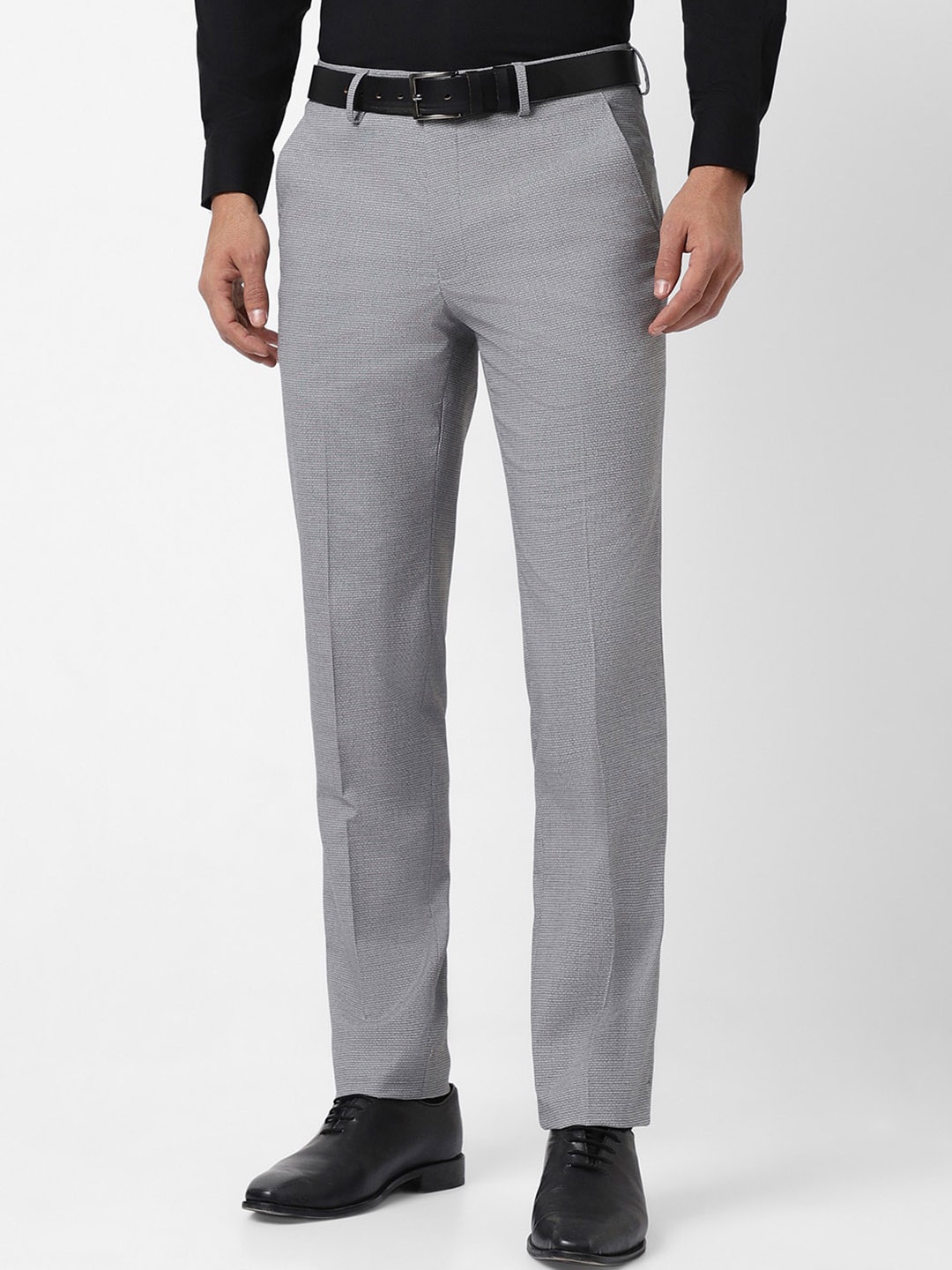 

Van Heusen Men Mid-Raise Flat Front Slim Fit Formal Trousers, Grey