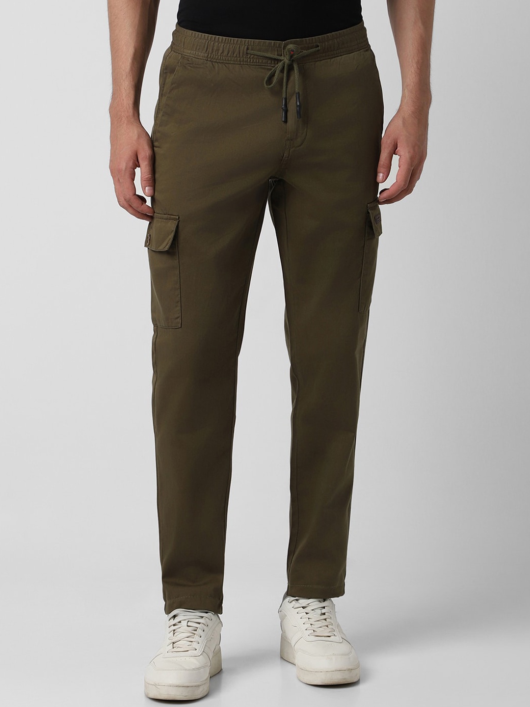 

Van Heusen Sport Men Slim Fit Mid-Rise Cotton Cargos Trousers, Olive