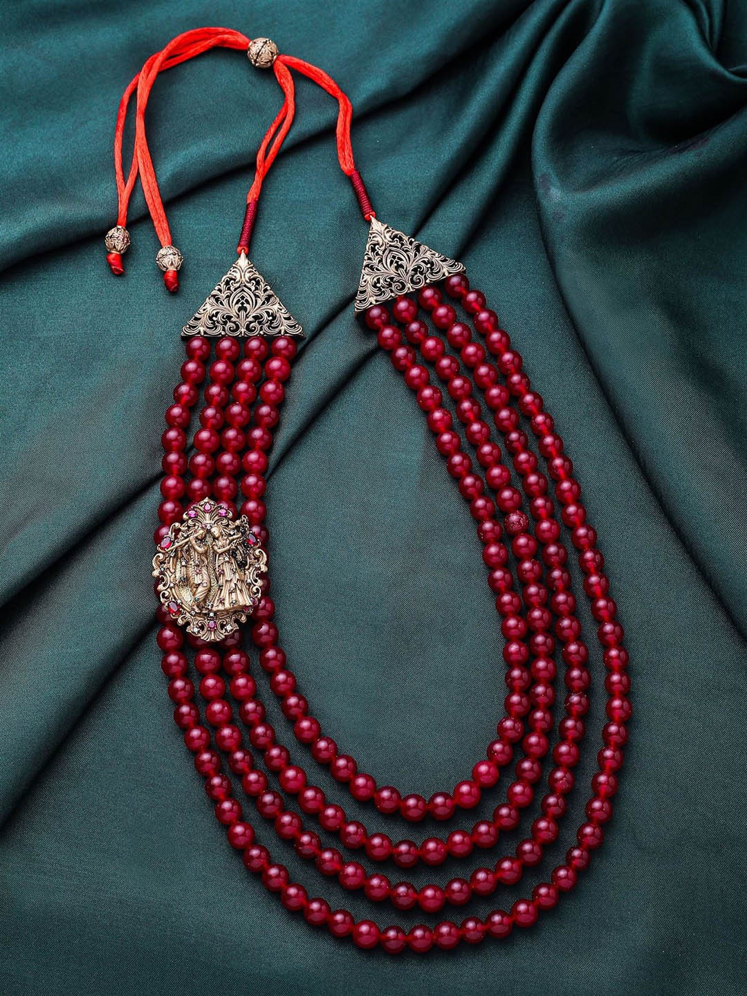 

COSA NOSTRAA Men Layered Statement Necklace, Red