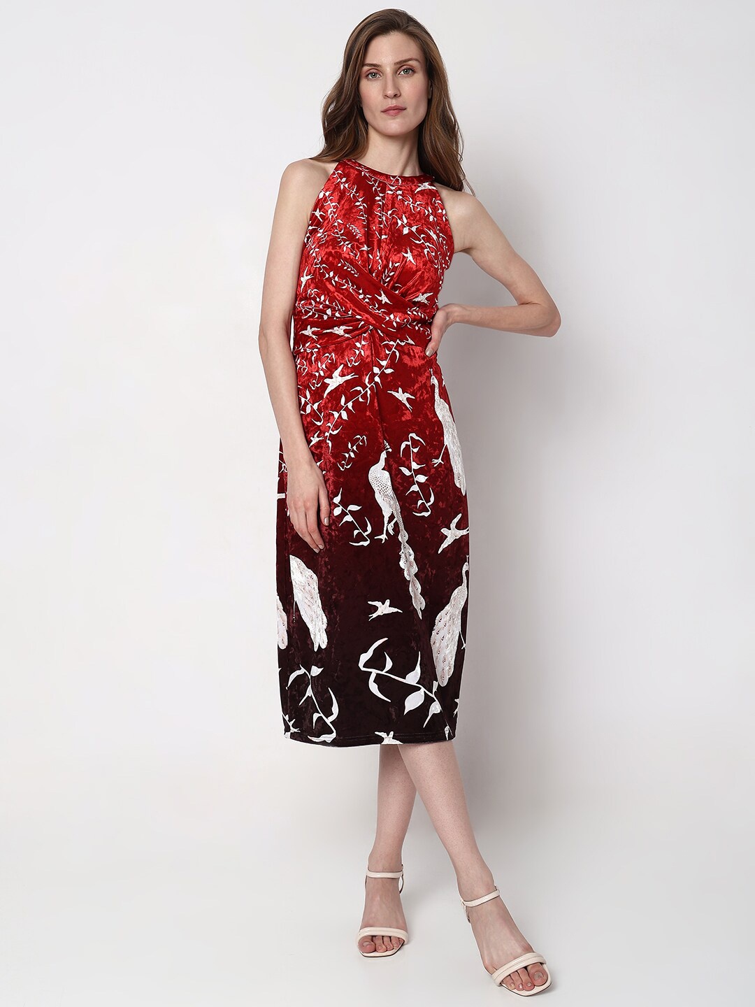 

Vero Moda Floral Printed Sheath Midi Dress, Red
