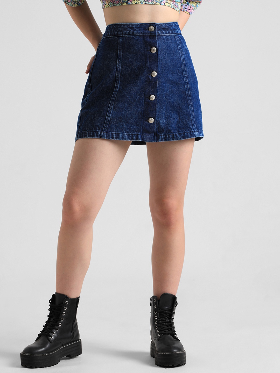 

ONLY Pure Cotton Mini Length Skirt, Blue