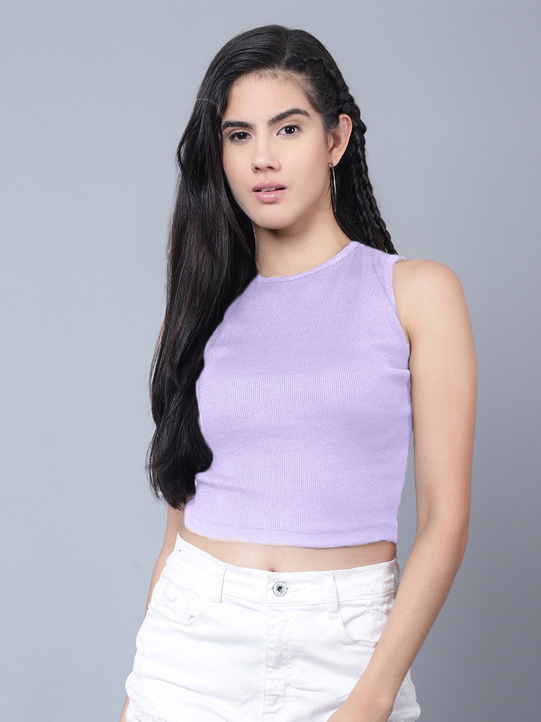 

Boleem Sleeveless Cotton Crop Top, Lavender