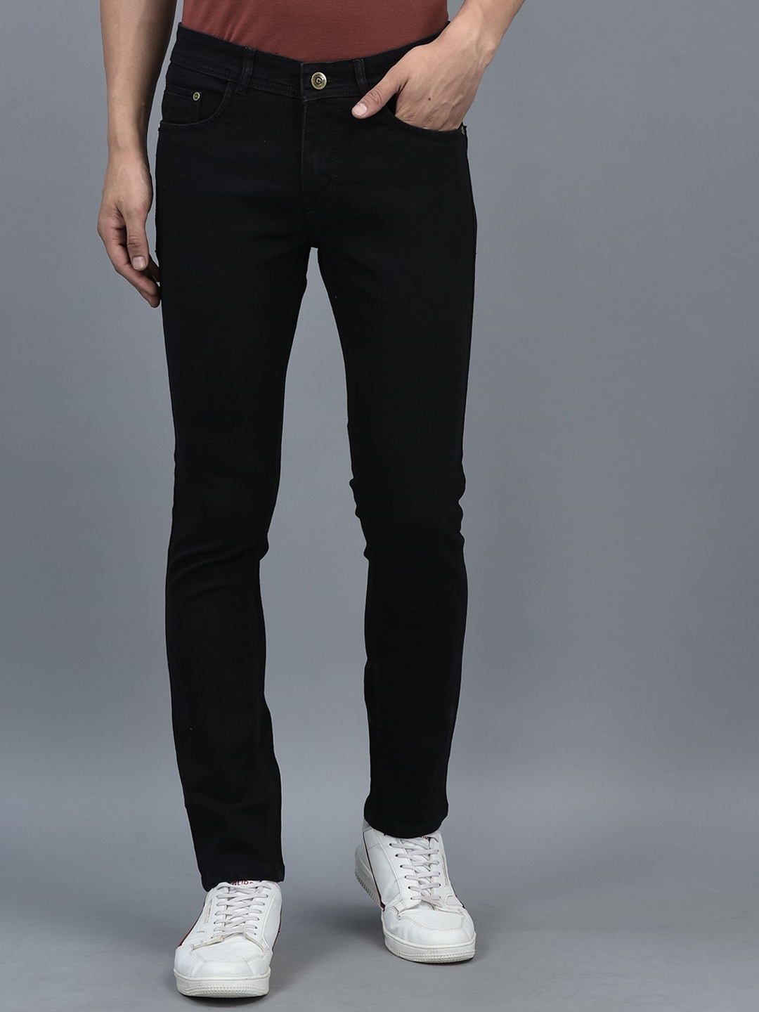 

DKGF FASHION Comfort Slim Fit Mid Rise Jeans, Black