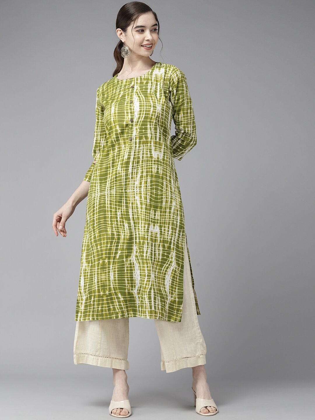 

BAESD Abstract Printed Straight Kurta, Sea green