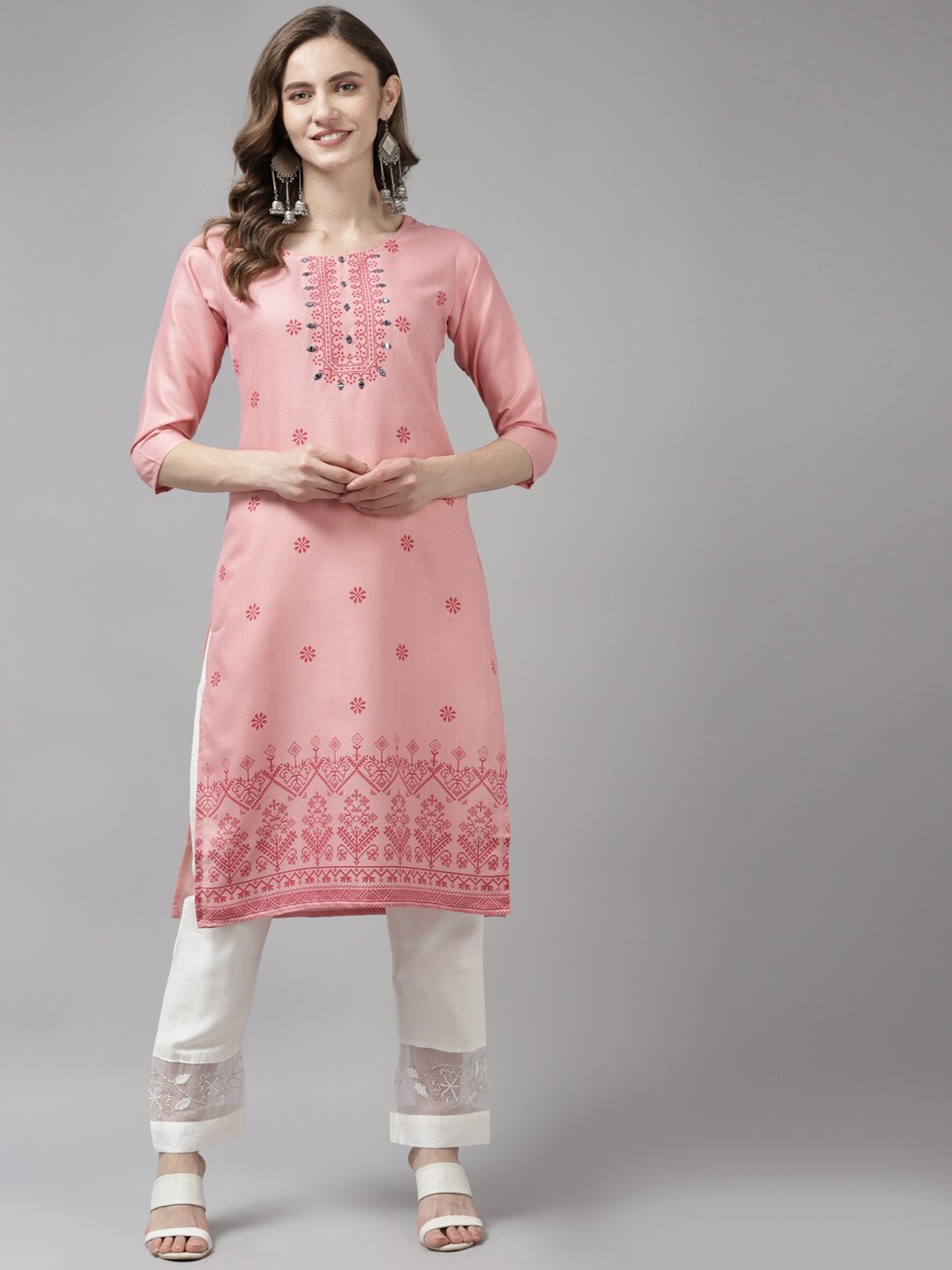 

BAESD Ethnic Motifs Printed Pure Cotton Kurta, Pink