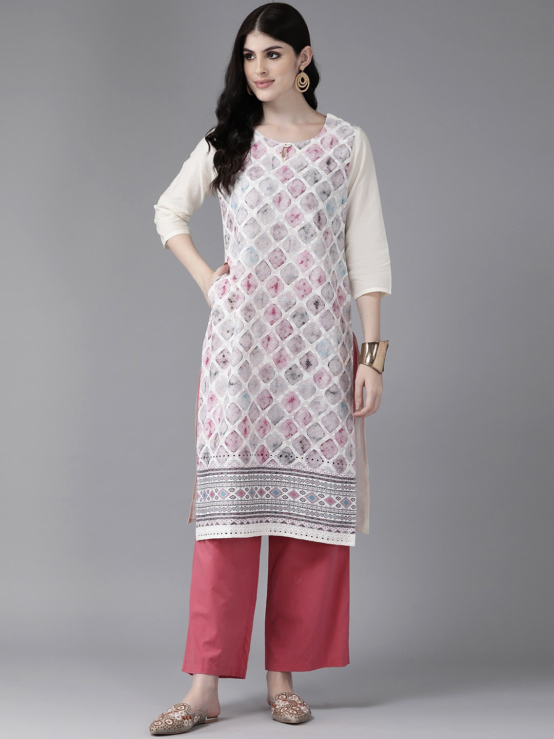 

BAESD Floral Embroidered Cotton Kurta, Pink