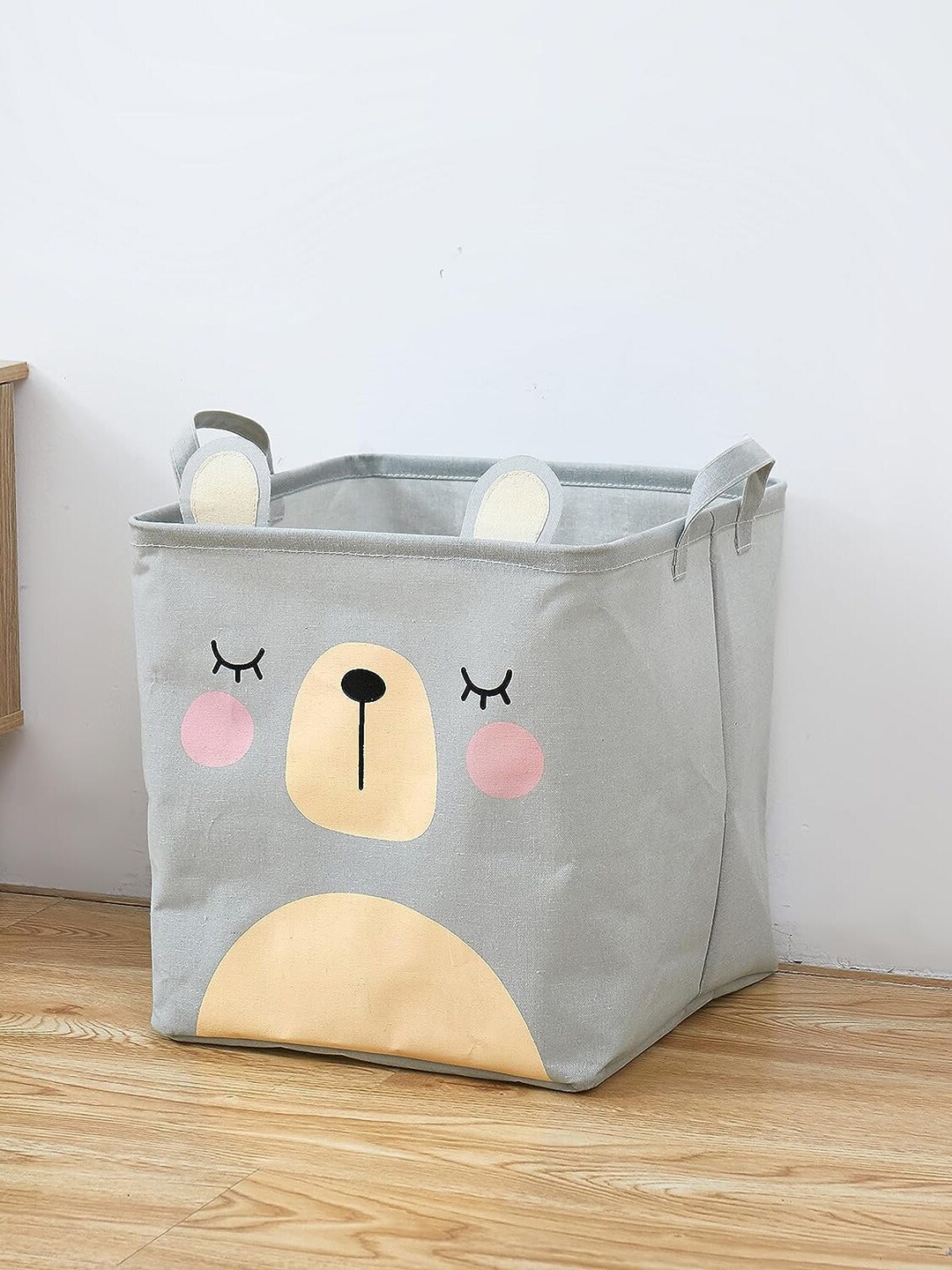 

HOUSE OF QUIRK Grey Printed Laundry Basket