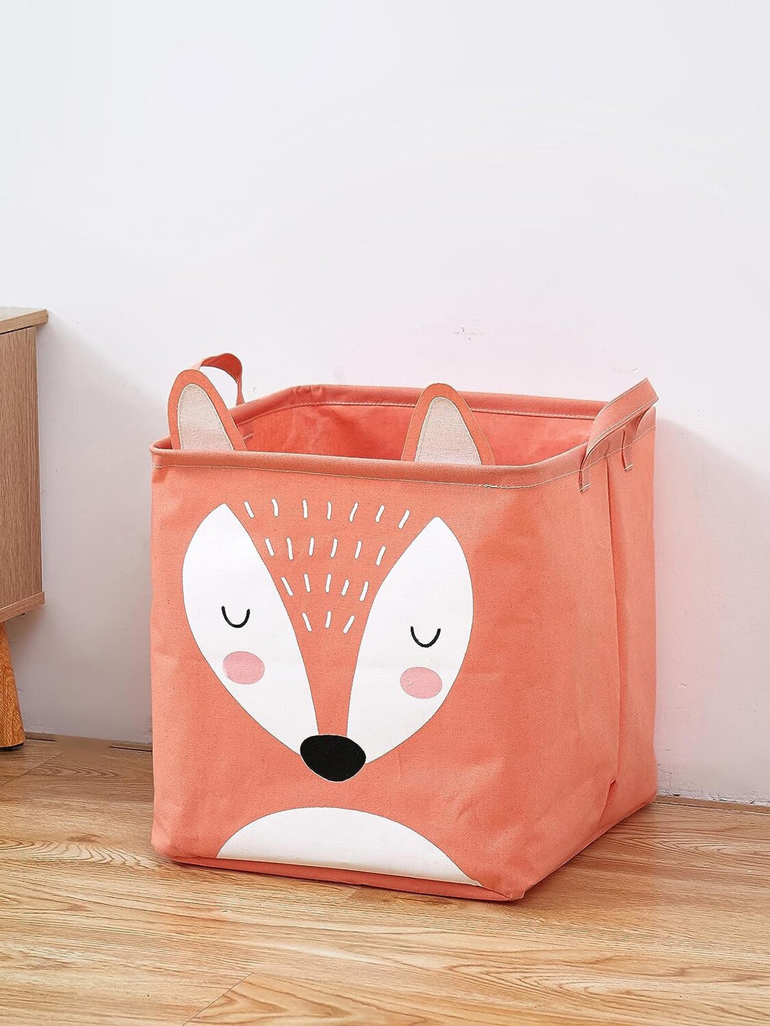 

HOUSE OF QUIRK Orange Printed Laundry Basket