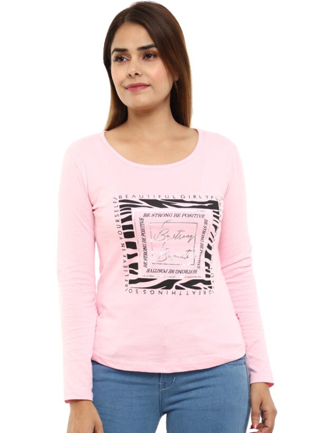 

V-Mart Typography Printed Round Neck Cotton Casual T-Shirt, Pink